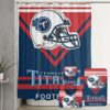 Tennessee Titans Helmet Waterproof Shower Curtain Non-Slip Toilet Lid Cover Bath Mat Bathroom Set BRS4213