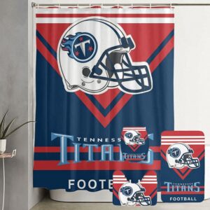 Tennessee Titans Helmet Waterproof Shower Curtain Non-Slip Toilet Lid Cover Bath Mat Bathroom Set BRS4213