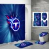 Tennessee Titans Logo Art Background Waterproof Shower Curtain Non-Slip Toilet Lid Cover Bath Mat Bathroom Set BRS4229