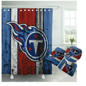 Tennessee Titans Team Logo Waterproof Shower Curtain Non-Slip Toilet Lid Cover Bath Mat Bathroom Set BRS4226