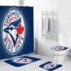 Toronto Blue Jays Russell Bird Circle Blue Waterproof Shower Curtain Non-Slip Toilet Lid Cover Bath Mat Bathroom Set BRS2162