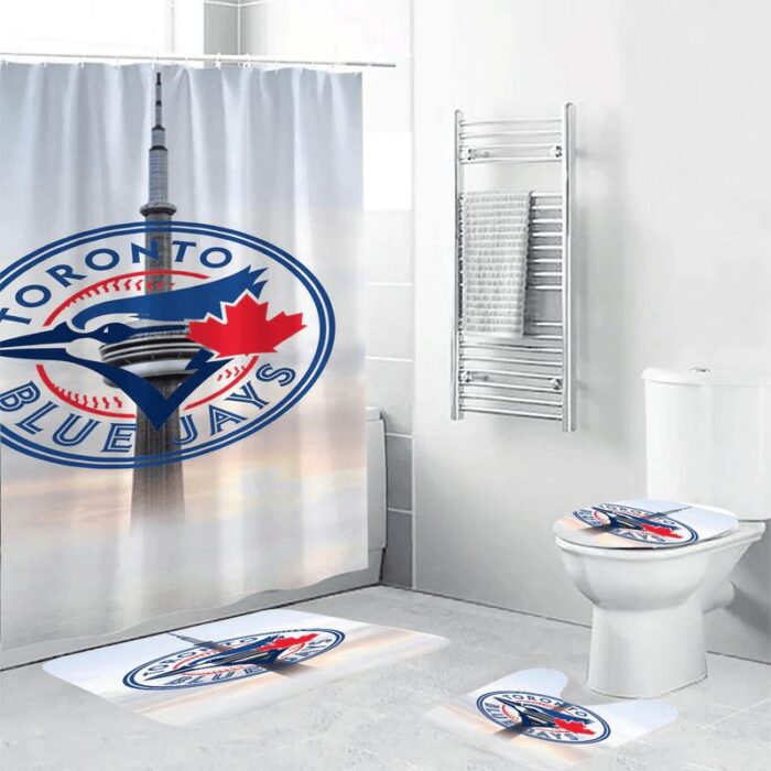 Toronto Blue Jays Russell Bird Towel1 Waterproof Shower Curtain Non-Slip Toilet Lid Cover Bath Mat Bathroom Set BRS2177