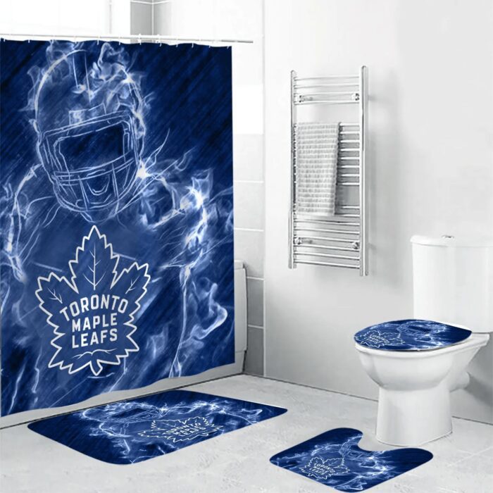 Toronto Maple Leafs Legend Shower Curtain Non-Slip Toilet Lid Cover Bath Mat Bathroom Set BRS2014