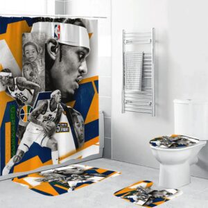 Utah Jazz 00 Jordan Clarkson 5 Waterproof Shower Curtain Non-Slip Toilet Lid Cover Bath Mat Bathroom Set BRS4733