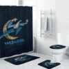 Washington Wizards Blue3 Waterproof Shower Curtain Non-Slip Toilet Lid Cover Bath Mat Bathroom Set BRS2178