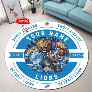 Detroit Lions Personalized Premium Round Rug Floor Decor SRR1170