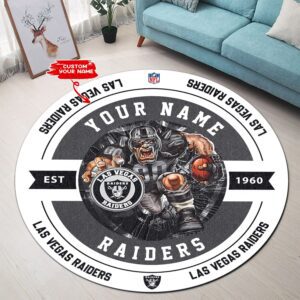 Las Vegas Raiders Personalized Premium Round Rug Floor Decor SRR1195