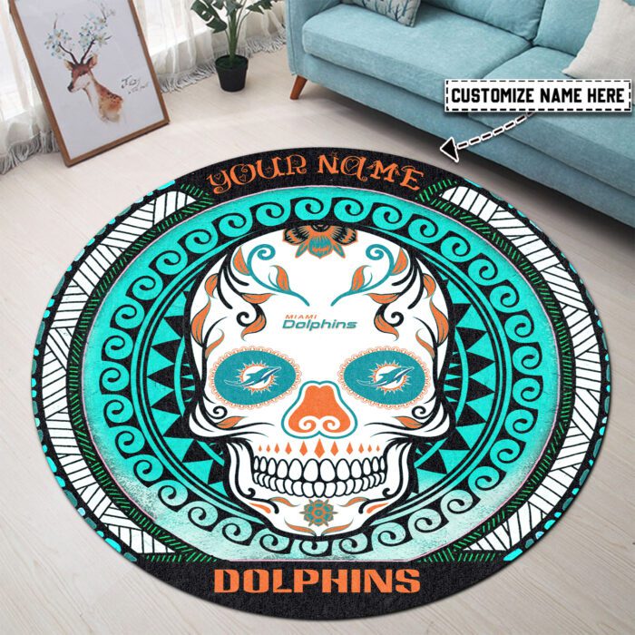 Miami Dolphins Personalized Premium Round Rug Floor Decor SRR1200