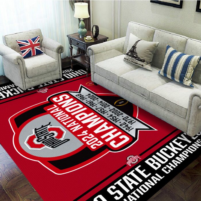 Ohio State Buckeyes Football Rectangular Rug Floor Decor GRR1009