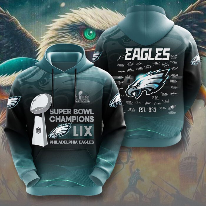 Philadelphia Eagles Honor Champion Super Bowl LIX 2025 3D Hoodie ESB1024