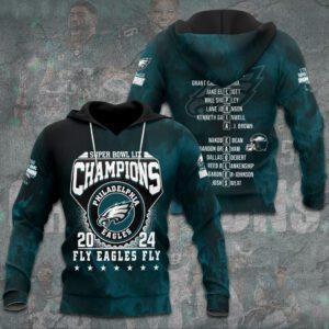 Philadelphia Eagles Honor Champion Super Bowl LIX 2025 3D Hoodie ESB1025