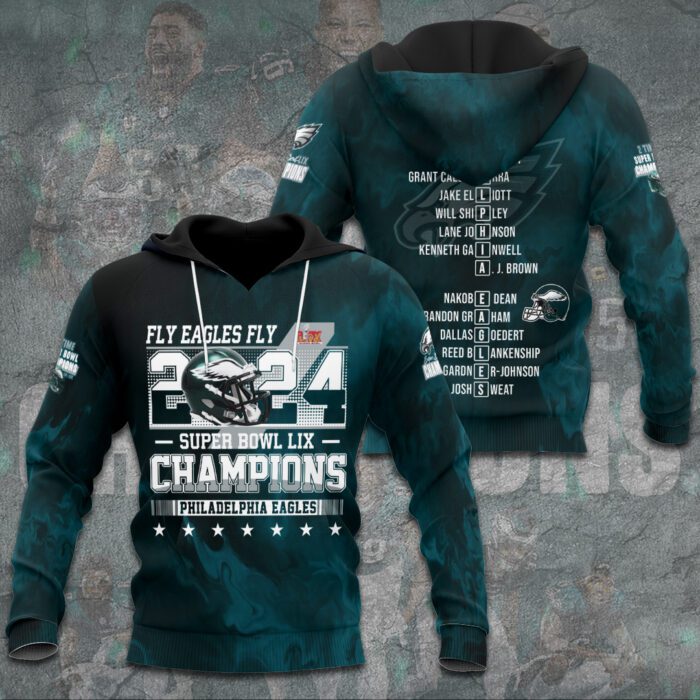 Philadelphia Eagles Honor Champion Super Bowl LIX 2025 3D Hoodie ESB1026