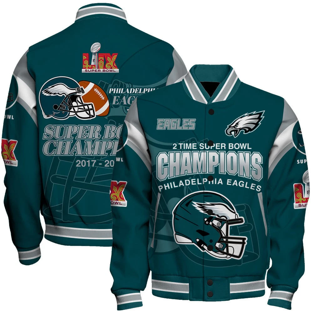 Philadelphia Eagles Super Bowl LIX 2025 Make History Varsity Jacket Baseball Jacket EBC1003