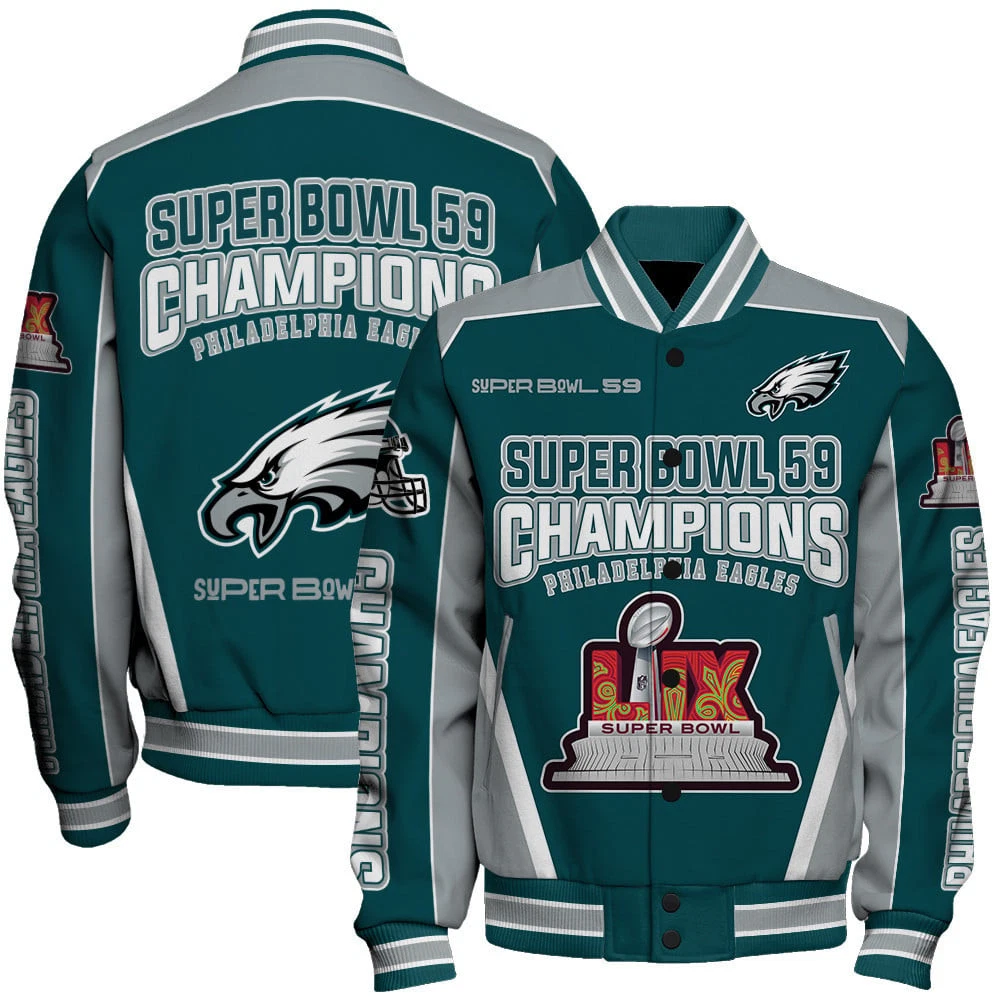 Philadelphia Eagles Super Bowl LIX Top Of The Game Varsity Jacket Baseball Jacket EBC1002