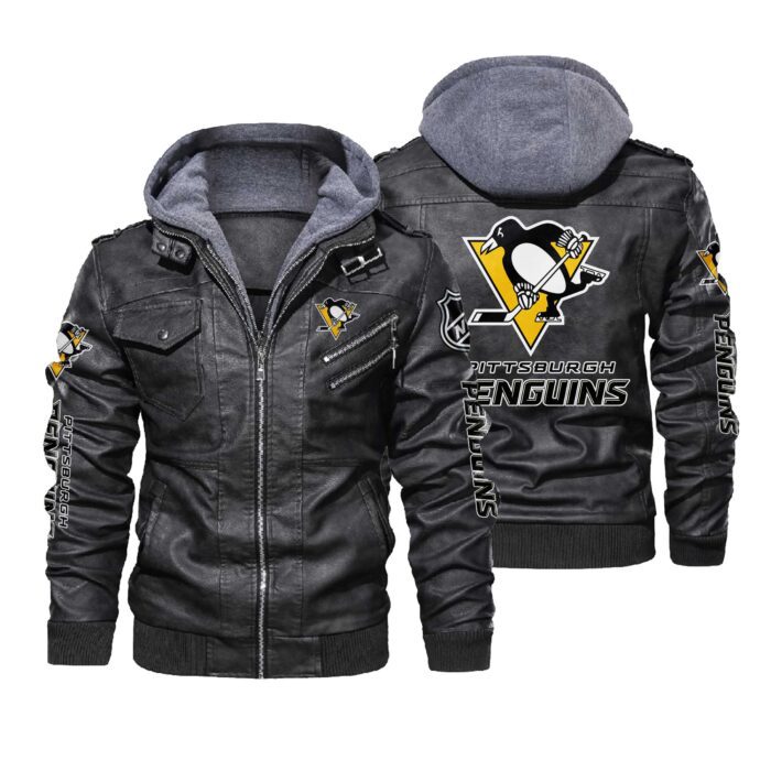 Pittsburgh Penguins Black Brown Leather Jacket LIZ150