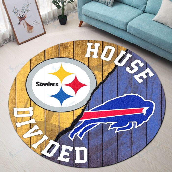 Pittsburgh Steelers vs Buffalo Bills Premium Round Rug Floor Decor SRR1201