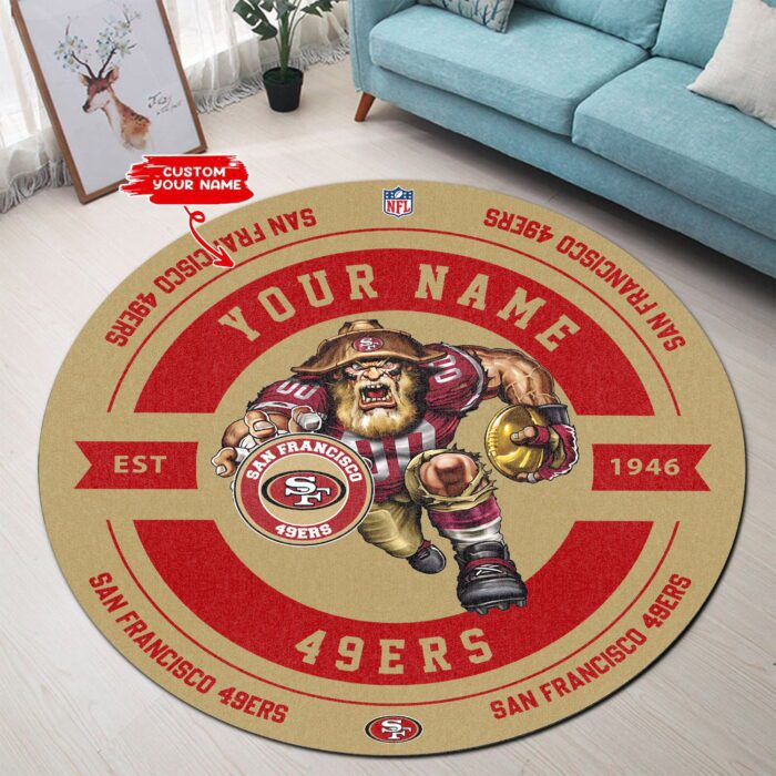 San Francisco 49ers Personalized Premium Round Rug Floor Decor SRR1194