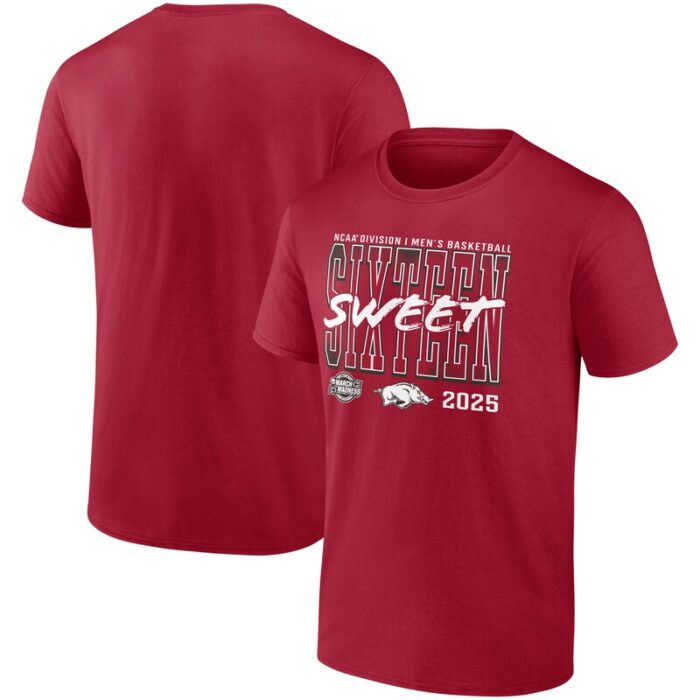 Arkansas Razorbacks 2025 NCAA Men's Basketball Tournament March Madness Sweet 16 T-Shirt - Cardinal