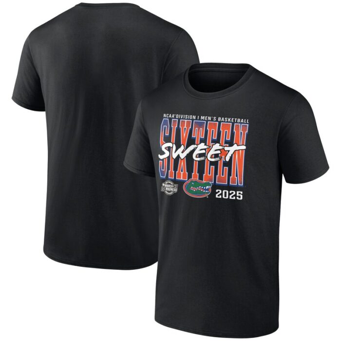 Florida Gators 2025 NCAA Men's Basketball Tournament March Madness Sweet 16 T-Shirt - Black