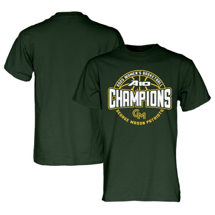 George Mason Patriots Blue 84 Unisex 2025 A-10 Women's Basketball Conference Tournament Champions T-Shirt - Green
