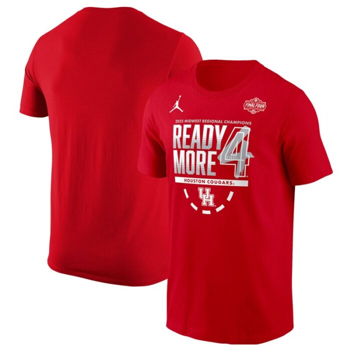 Houston Cougars Jordan Brand 2025 NCAA Men's Basketball Tournament March Madness Final Four Regional Champions Locker Room T-Shirt - Red