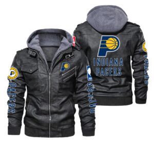 Indiana Pacers Black Brown Leather Jacket LIZ175