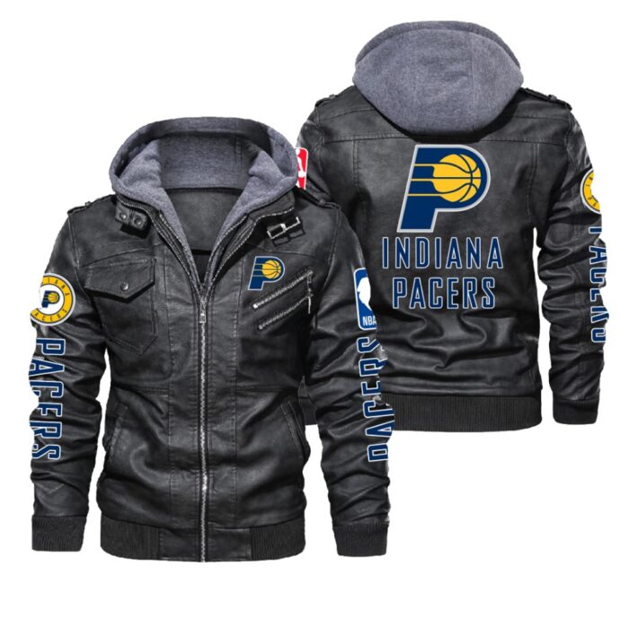 Indiana Pacers Black Brown Leather Jacket LIZ175