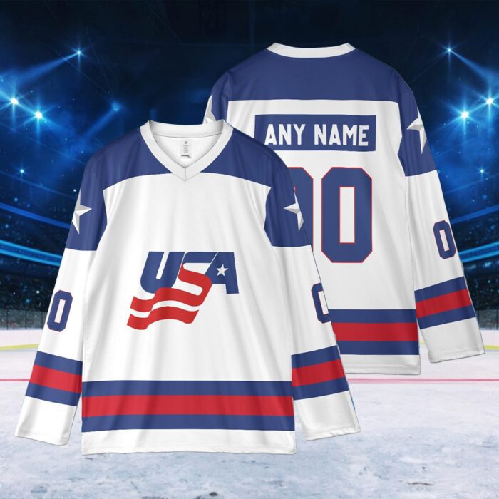 Men's Usa Team Hockey Jersey Retro Throwback Miracle Team 4 Nation Tournament