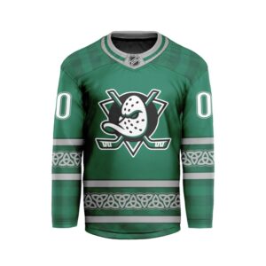 NHL Anaheim Ducks Special Design For St.Patrick's Day Hockey Jersey Collar Logo FHC1003