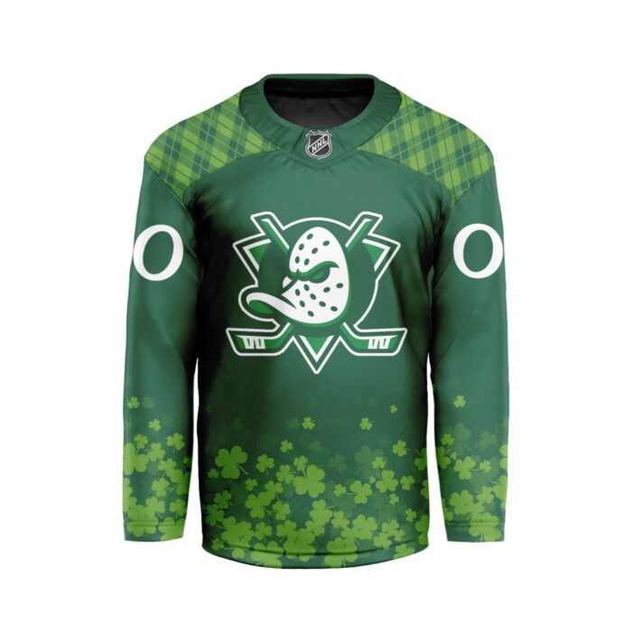 NHL Anaheim Ducks Special Design For St.Patrick's Day Hockey Jersey Collar Logo FHC1004