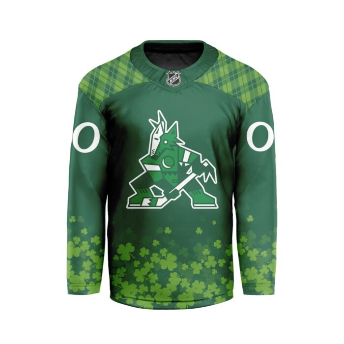 NHL Arizona Coyotes Special Design For St.Patrick's Day Hockey Jersey Collar Logo FHC1004