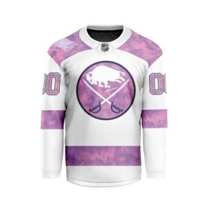 NHL Buffalo Sabres Personalized Hockey Fights Cancer Design Hockey Jersey Collar Logo