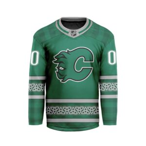 NHL Calgary Flames Special Design For St.Patrick's Day Hockey Jersey Collar Logo FHC1003