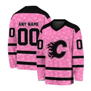 NHL Calgary Flames Special Pink V-neck Hockey Jersey FHJ301