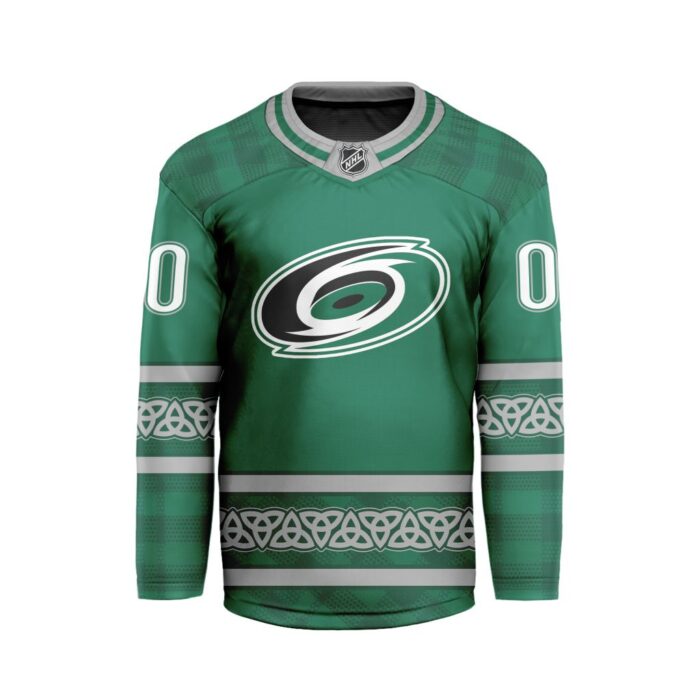 NHL Carolina Hurricanes Special Design For St.Patrick's Day Hockey Jersey Collar Logo FHC1003