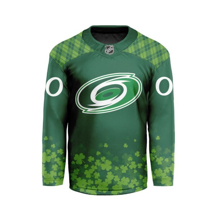 NHL Carolina Hurricanes Special Design For St.Patrick's Day Hockey Jersey Collar Logo FHC1004