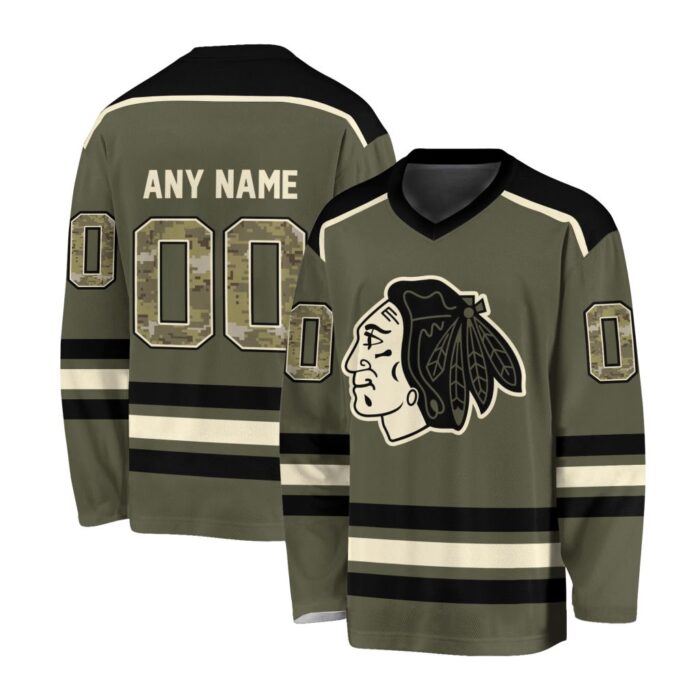 NHL Chicago Blackhawks Special Camo V-neck Hockey Jersey FHJ301