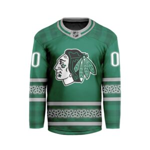 NHL Chicago Blackhawks Special Design For St.Patrick's Day Hockey Jersey Collar Logo FHC1003