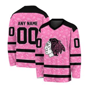 NHL Chicago Blackhawks Special Pink V-neck Hockey Jersey FHJ301