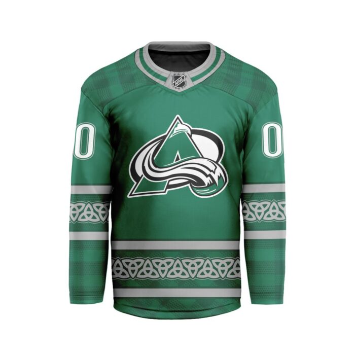 NHL Colorado Avalanche Special Design For St.Patrick's Day Hockey Jersey Collar Logo FHC1003