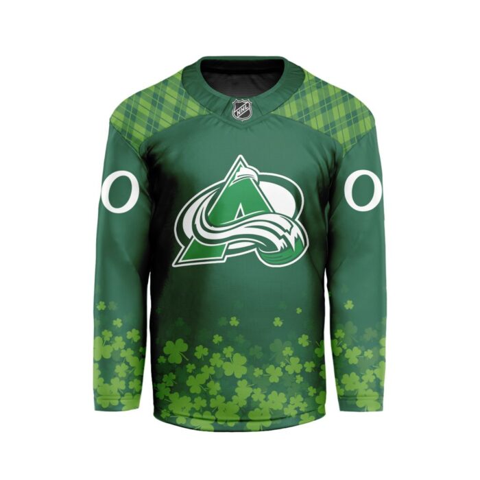 NHL Colorado Avalanche Special Design For St.Patrick's Day Hockey Jersey Collar Logo FHC1004