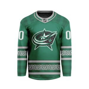 NHL Columbus Blue Jackets Special Design For St.Patrick's Day Hockey Jersey Collar Logo FHC1003