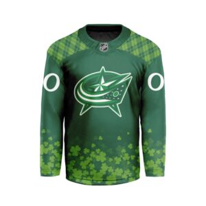 NHL Columbus Blue Jackets Special Design For St.Patrick's Day Hockey Jersey Collar Logo FHC1004