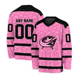 NHL Columbus Blue Jackets Special Pink V-neck Hockey Jersey FHJ301