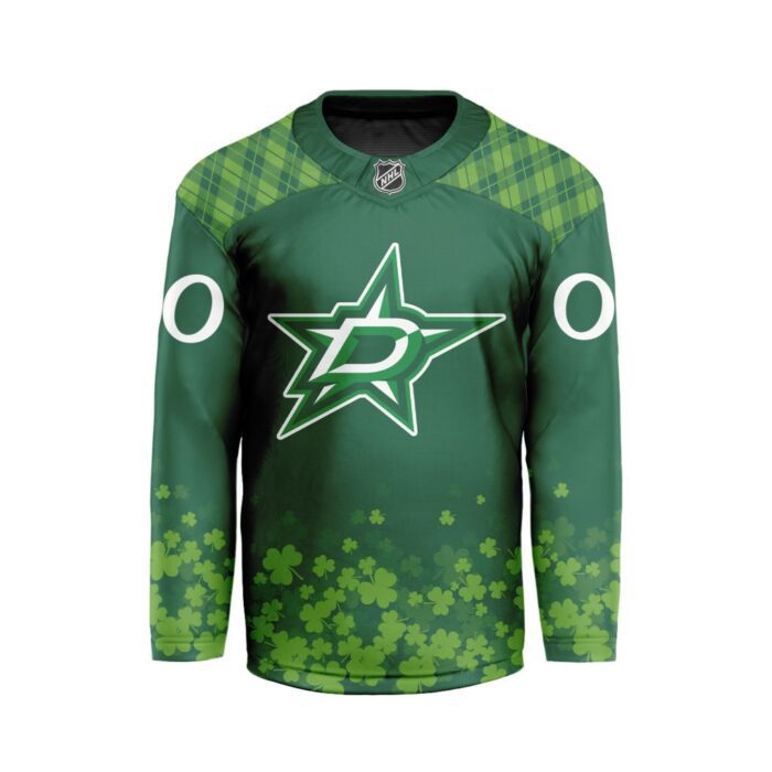 NHL Dallas Stars Special Design For St.Patrick's Day Hockey Jersey Collar Logo FHC1004