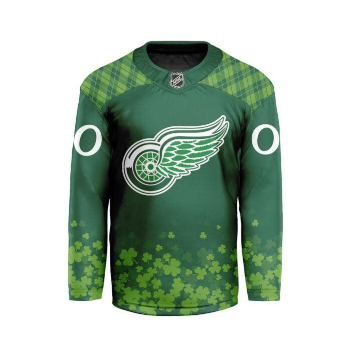 NHL Detroit Red Wings Special Design For St.Patrick's Day Hockey Jersey Collar Logo FHC1004
