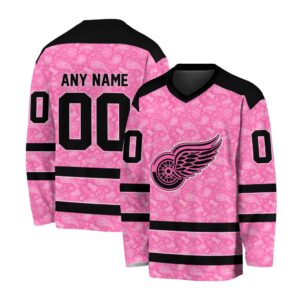 NHL Detroit Red Wings Special Pink V-neck Hockey Jersey FHJ301