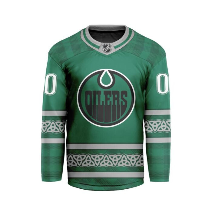 NHL Edmonton Oilers Special Design For St.Patrick's Day Hockey Jersey Collar Logo FHC1003