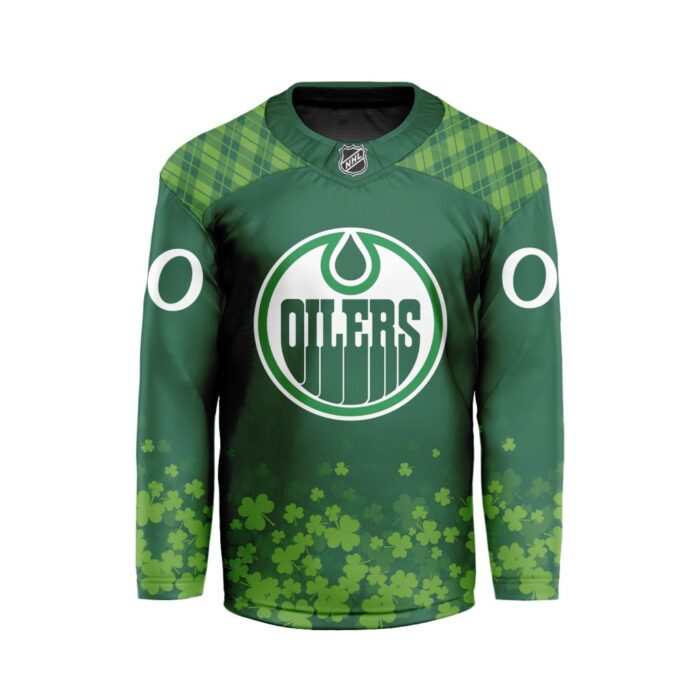 NHL Edmonton Oilers Special Design For St.Patrick's Day Hockey Jersey Collar Logo FHC1004