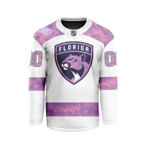 NHL Florida Panthers Personalized Hockey Fights Cancer Design Hockey Jersey Collar Logo